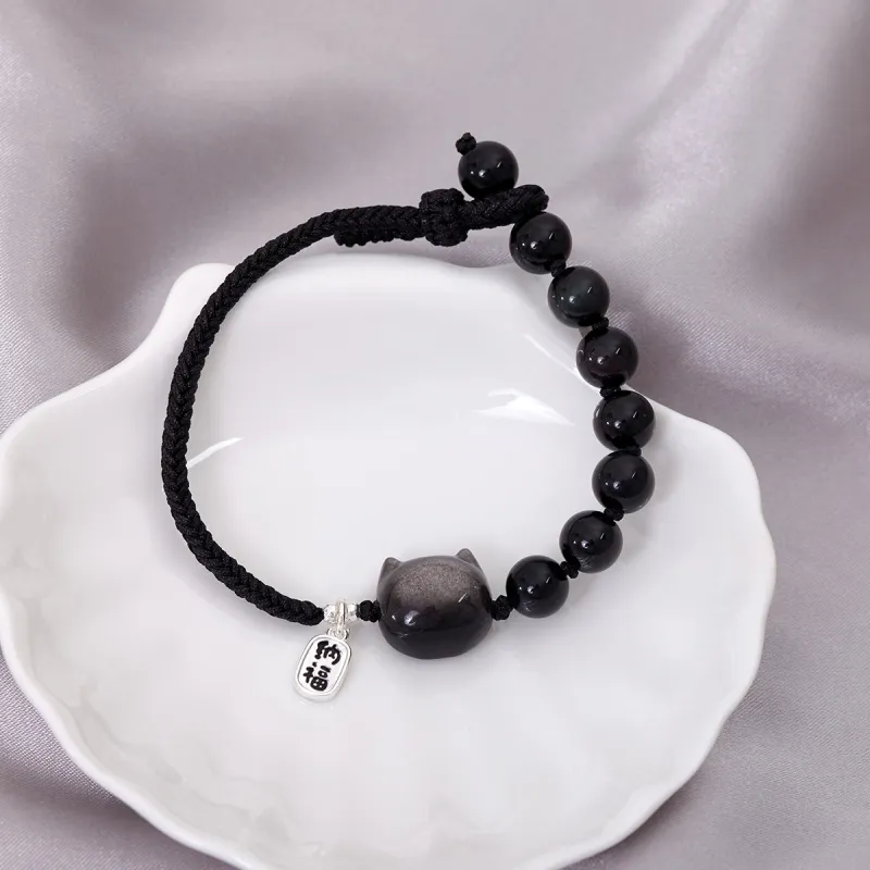 HELA DE HAI Natural Obsidian Bracelets Women's-2