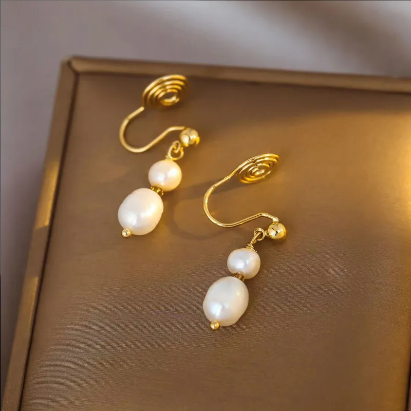 HELA DE HAI Freshwater Pearl Clip On Earrings Women's-5