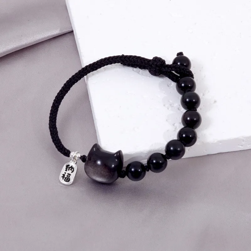 HELA DE HAI Natural Obsidian Bracelets Women's-4