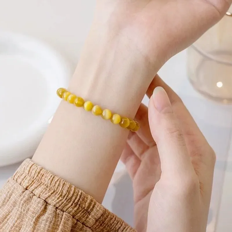 HELA DE HAI Glass Cat Eye Jade Bracelets Women's-9
