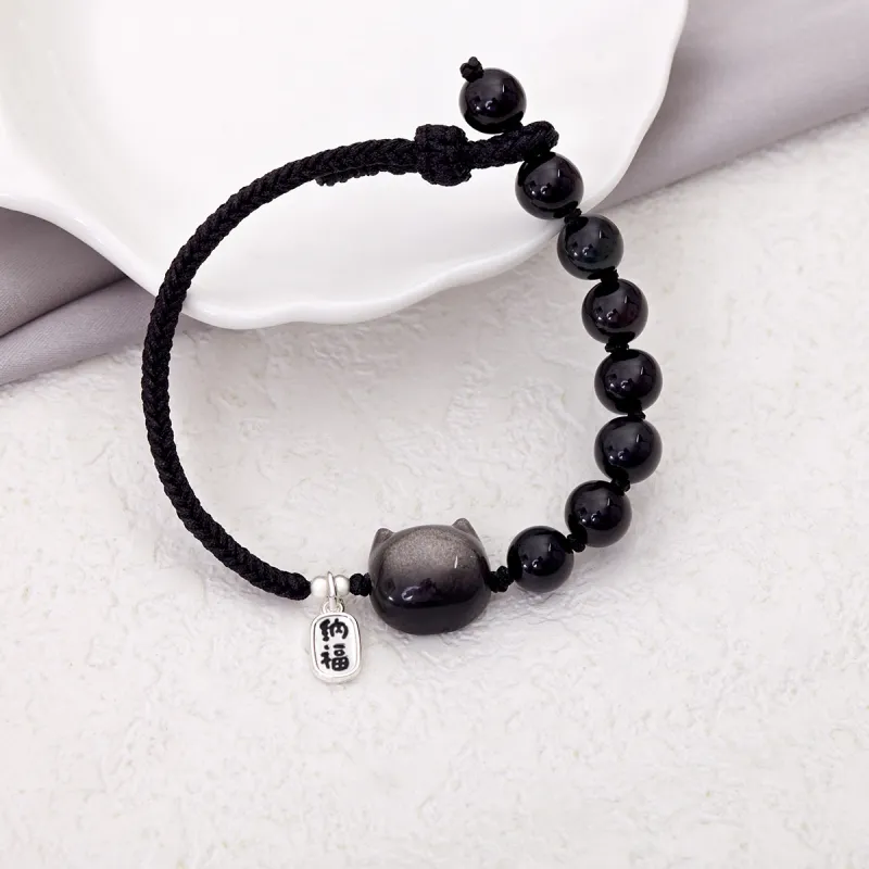 HELA DE HAI Natural Obsidian Bracelets Women's-3