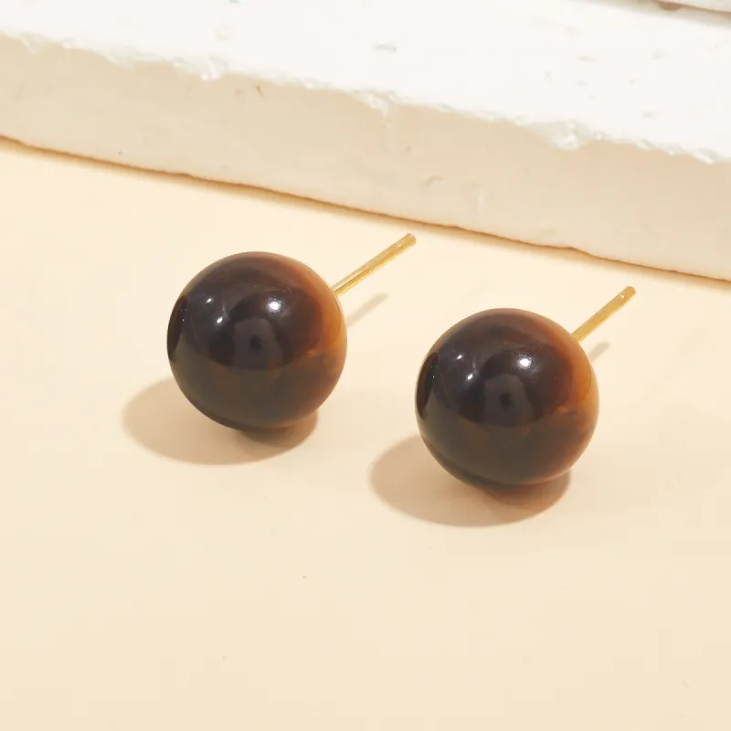 HELA DE HAI Natural Tiger's Eye Stone Stud Earrings Women's-4