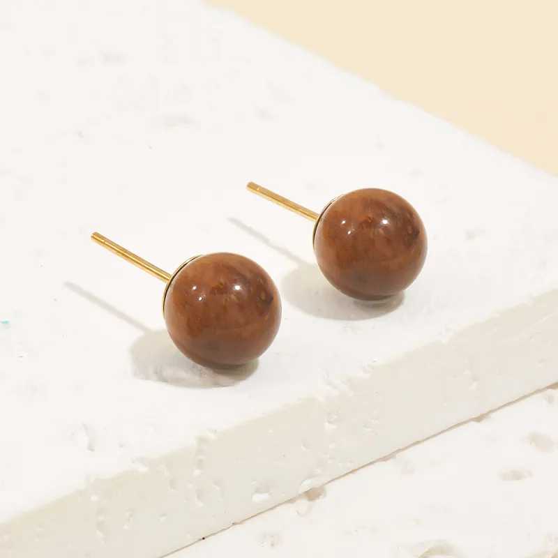 HELA DE HAI Natural Tiger's Eye Stone Stud Earrings Women's-17