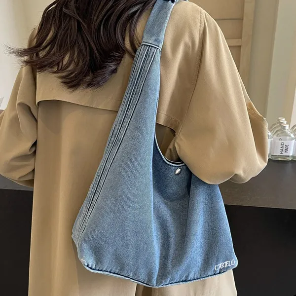 CARTELO Denim With Polyester Shoulder Bag Handbag Tote Unisex Multicolor-3