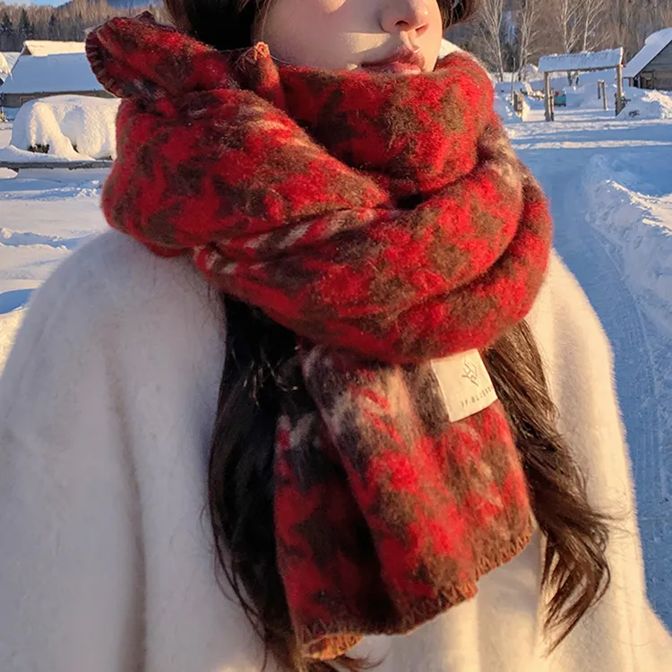 CARTELO Faux Cashmere Knit Scarves Unisex-1