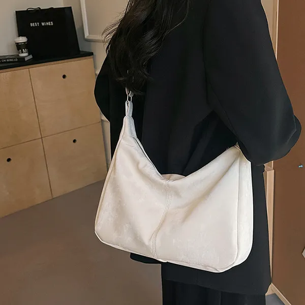 CARTELO Velour Shoulder Bag Dumpling Bag Women's Black White Pink-10