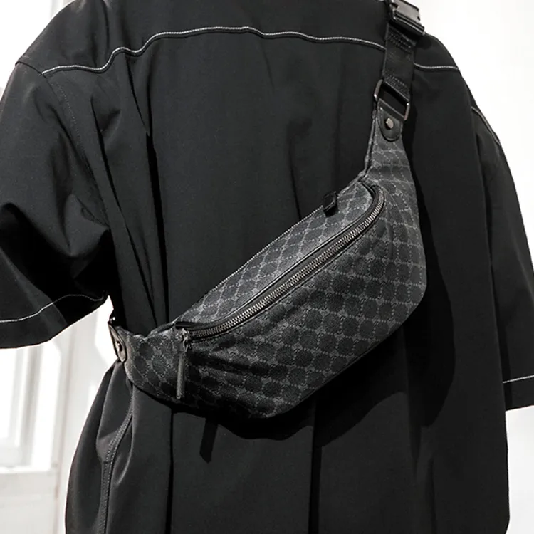 CARTELO PVC With Polyester Sling Bag Men's Pattern Black-2