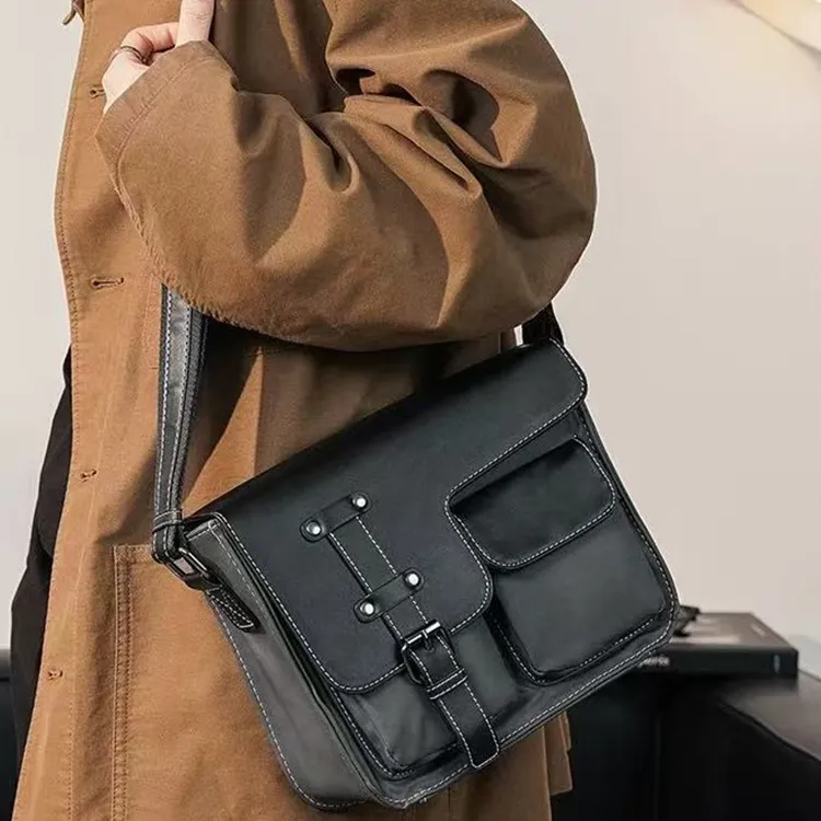 CARTELO PU Messenger Shoulder Bag, Crossbody Bag Unisex Gray/Coffee-2