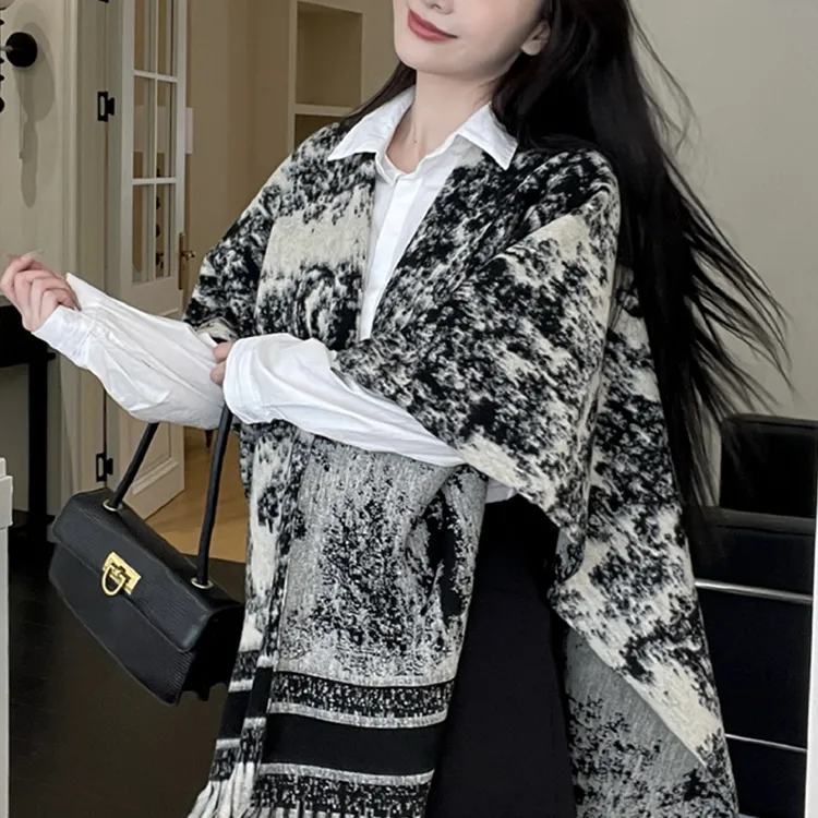 CARTELO Polyester Shawls Unisex Black/Brown-1