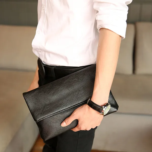 CARTELO Cow Leather Clutch Wrist Bag Regular Men's Black-4