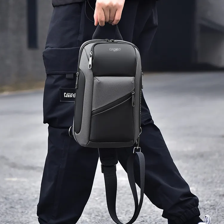 CARTELO Polyester Sling Bag Regular Men's Black/Gray/Blue-7