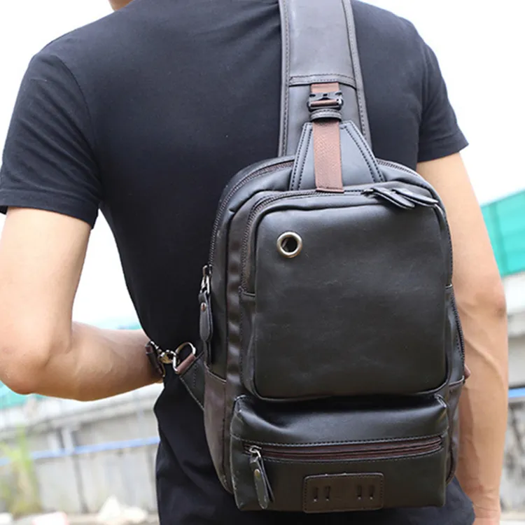 CARTELO Leather With Polyester Sling Bag Regular Unisex Multicolor-4