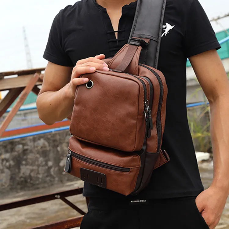 CARTELO Leather With Polyester Sling Bag Regular Unisex Multicolor-9