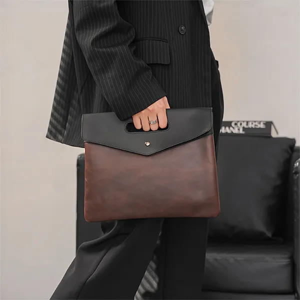 CARTELO PVC Clutch Handheld File Bag Regular Unisex Coffee-5