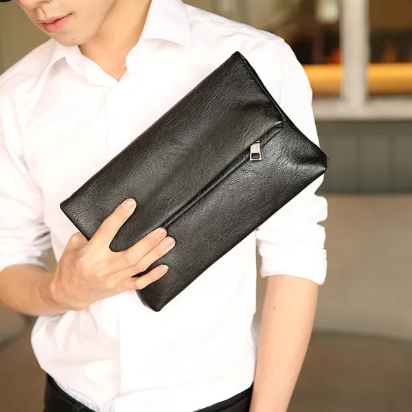 CARTELO Cow Leather Clutch Wrist Bag Regular Men's Black-6