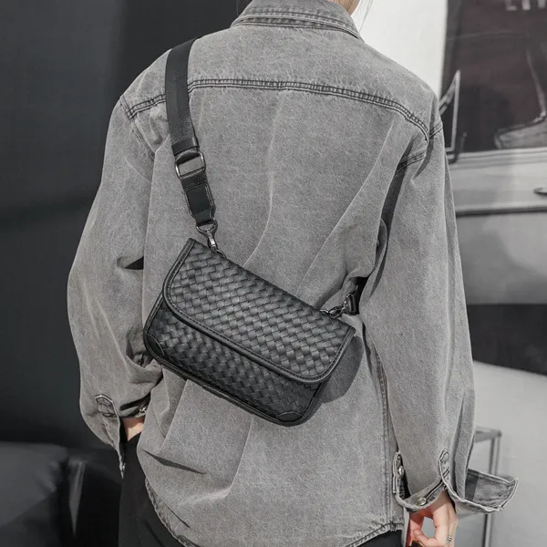 CARTELO PVC Small Square Bag Shoulder Bag Crossbody Bag Cell Phone Pouch Large Size Unisex Black-4