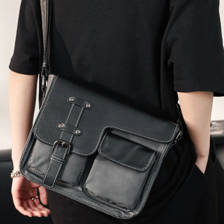 CARTELO PU Messenger Shoulder Bag, Crossbody Bag Unisex Gray/Coffee-1