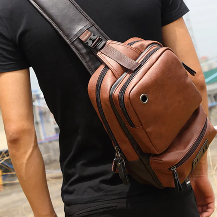 CARTELO Leather With Polyester Sling Bag Regular Unisex Multicolor-11