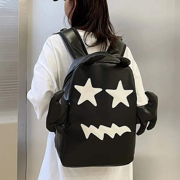 CARTELO Pu Double Shoulder Computer Backpack Regular Unisex White Black-7