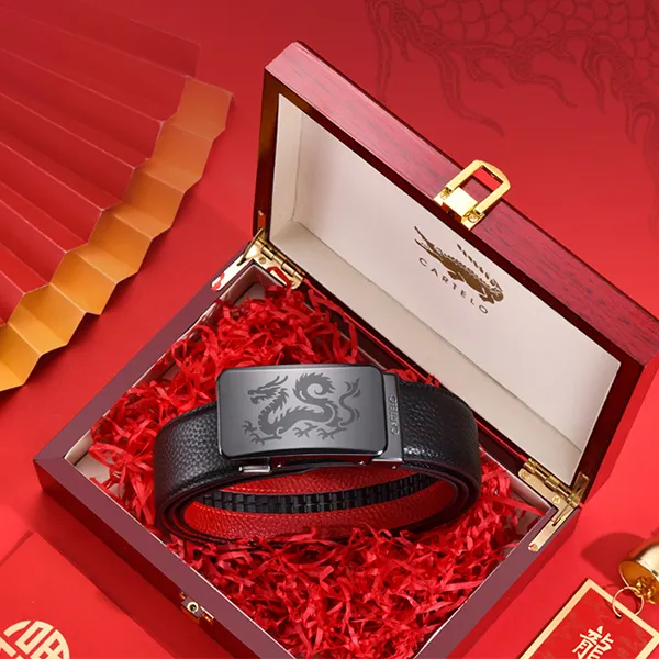 CARTELO Cow Leather Belts Men's Width 3.5CM-3