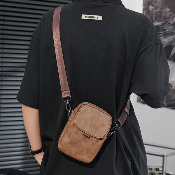 CARTELO PVC Cell Phone Pouch, Crossbody Bag, Shoulder Bag Unisex Black/Khaki-4