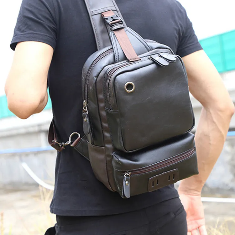 CARTELO Leather With Polyester Sling Bag Regular Unisex Multicolor-3