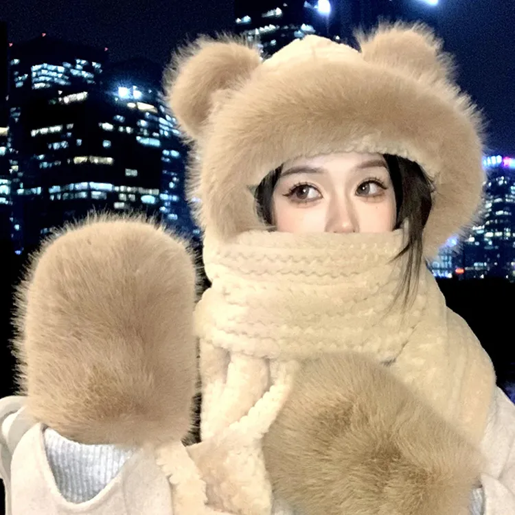 CARTELO Polyester Hoods & Plush Hats Unisex Gift Box Set-1