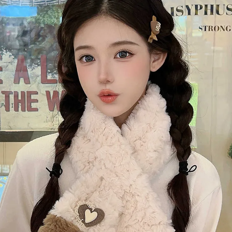 CARTELO Rabbit Fur Plush Yarn Scarf Unisex Gift Box Set-1