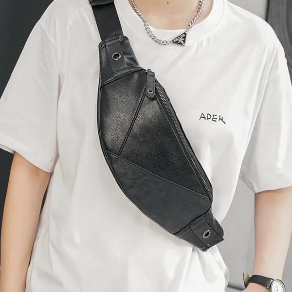 CARTELO PVC Shoulder Bags Fanny Pack Sling Bags Regular Unisex Black-3
