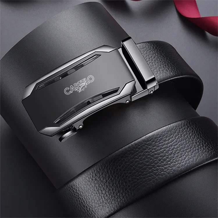CARTELO Cow Split Leather Belts Men's Width 3.5CM-1