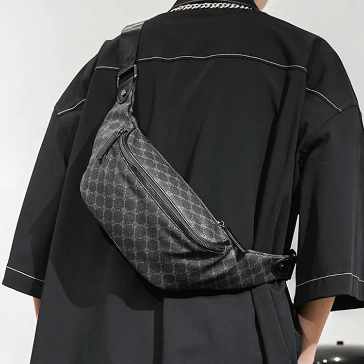 CARTELO PVC With Polyester Sling Bag Men's Pattern Black-5