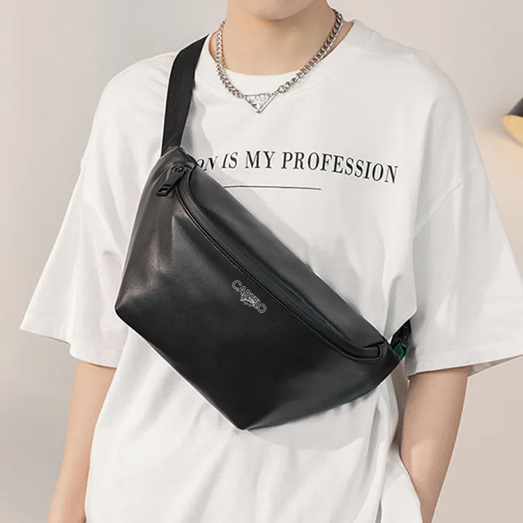 CARTELO Polyester With PVC Fanny Pack Regular Men's Black/Black Plaid-1