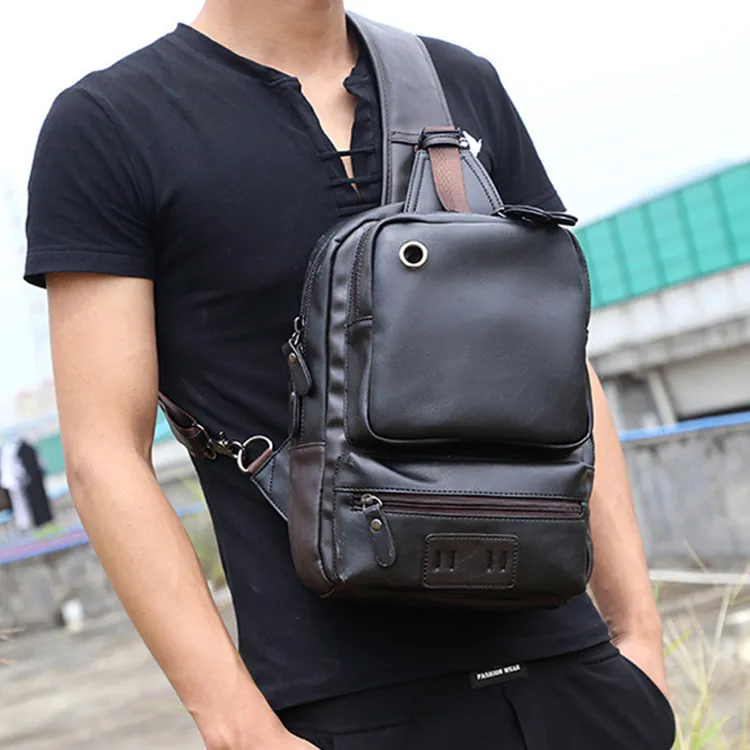 CARTELO Leather With Polyester Sling Bag Regular Unisex Multicolor-2