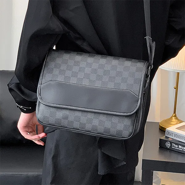 CARTELO PVC With Polyester Shoulder Bag Crossbody Bag Men's Black-5