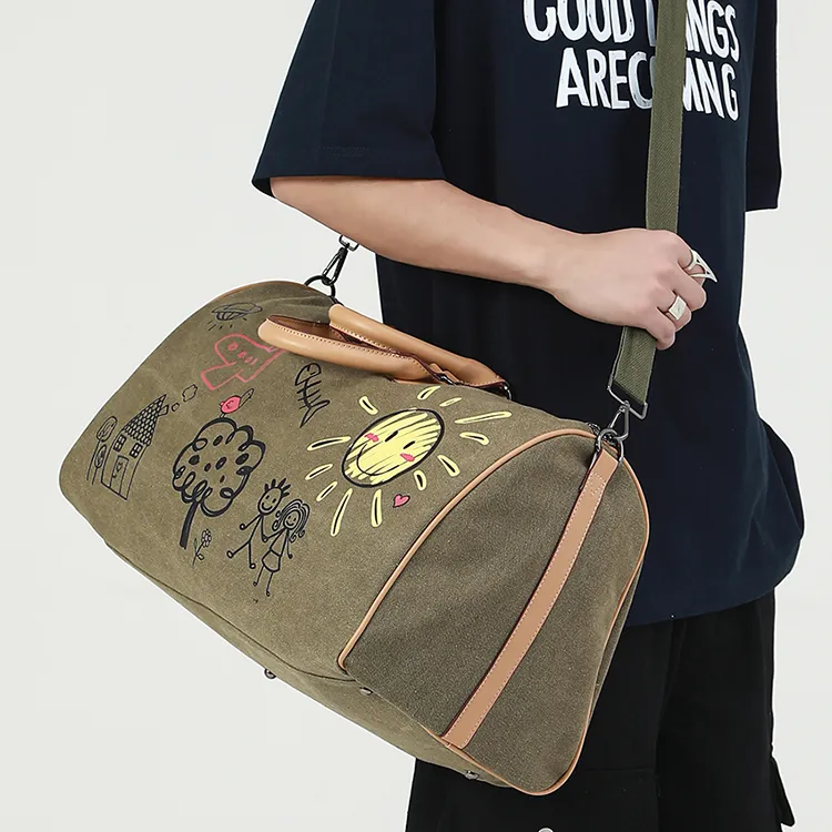 CARTELO Polyester With Canvas Portable Crossbody Bag, Travel Bag Unisex Multicolor-9