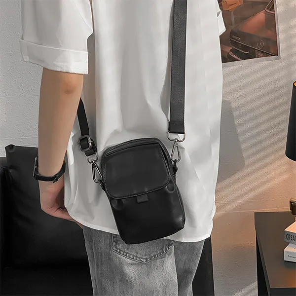 CARTELO PVC Cell Phone Pouch, Crossbody Bag, Shoulder Bag Unisex Black/Khaki-2