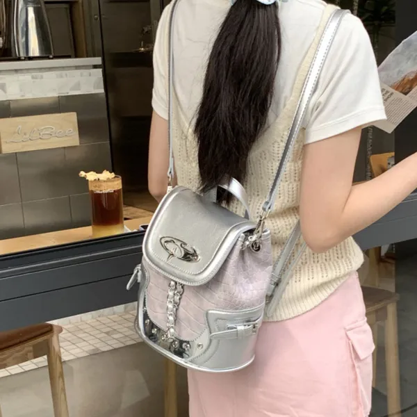 CARTELO PU With Polyester Backpack Regular Women's Dusty Pink-4