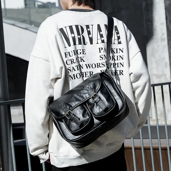 CARTELO PVC Shoulder Bag Crossbody Bag Cycling Crossbody Bag Regular Unisex Black-2