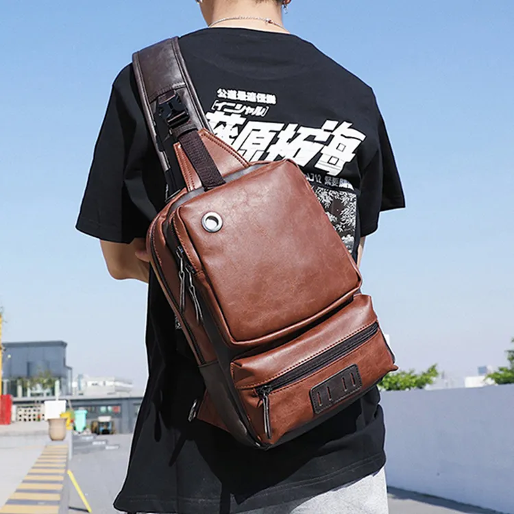CARTELO Leather With Polyester Sling Bag Regular Unisex Multicolor-12