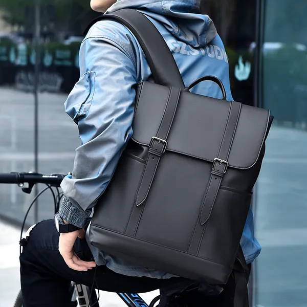 CARTELO PVC Commuter Backpack Large Size Unisex Black-4