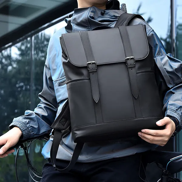 CARTELO PVC Commuter Backpack Large Size Unisex Black-5
