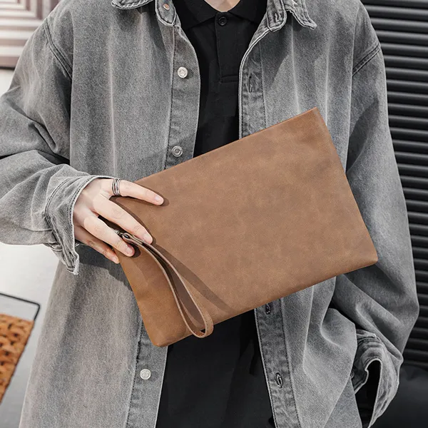 CARTELO PVC Clutch Handheld File Bag Regular Unisex Coffee-4