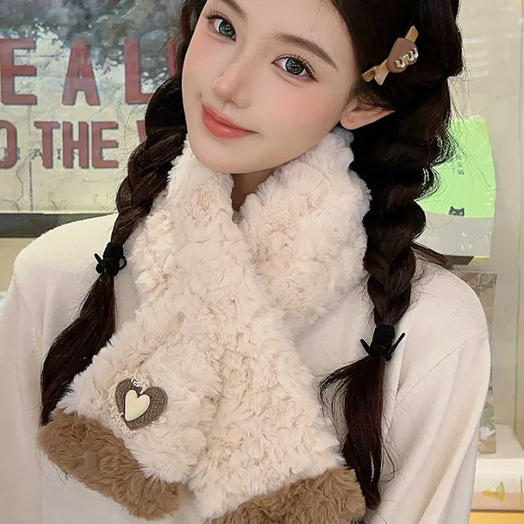 CARTELO Rabbit Fur Plush Yarn Scarf Unisex Gift Box Set-5
