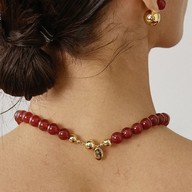 Long Fu Agate Necklaces Women's-4