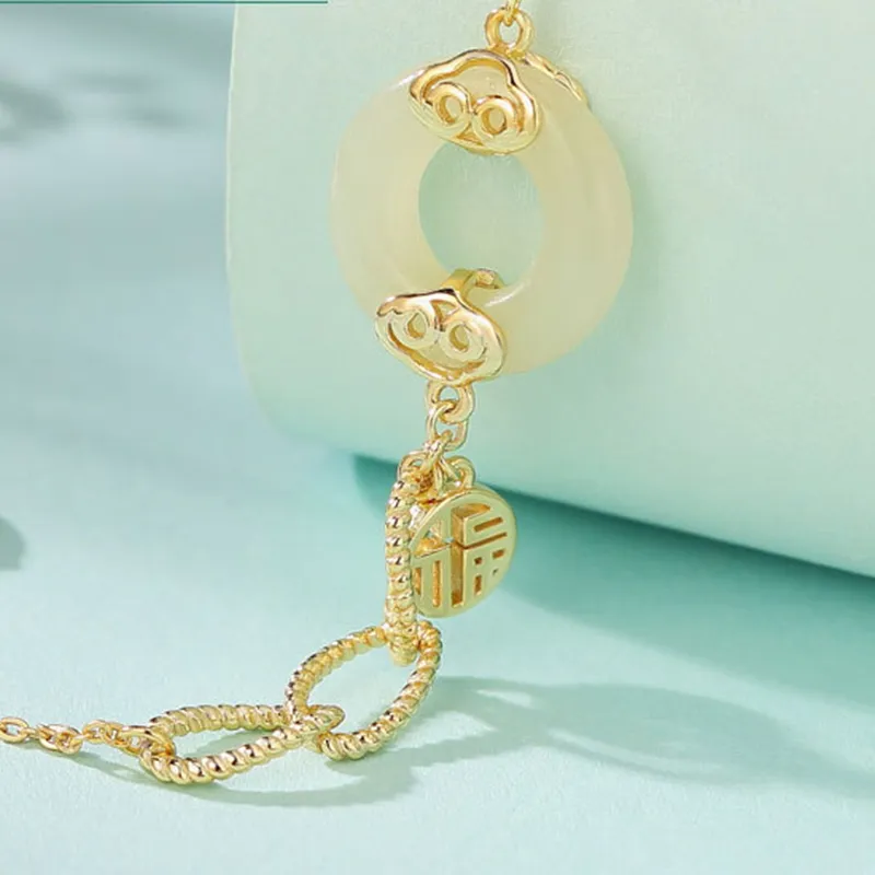 Long Fu Hetian Jade Bracelets White Jade/Pale Greenish White Jade Women's-3