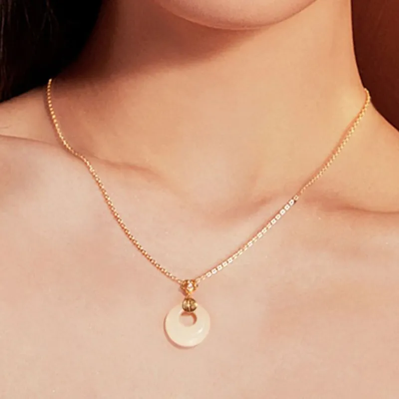Long Fu Hetian Jade Necklaces White Jade/Pale Greenish White Jade Women's-1