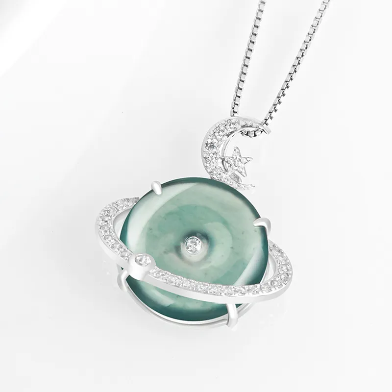 Long Fu Ice Glutinous Jadeite Necklace Collarbone Chain Perfect For Festive Gift Giving Accessory Women's-3