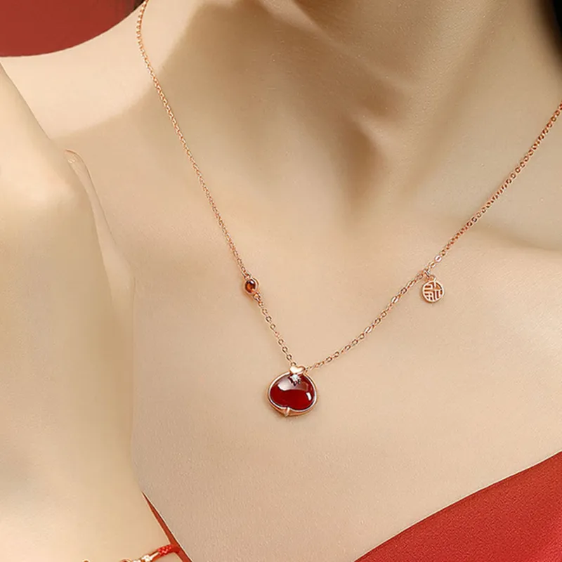 Long Fu Agate Necklaces Women's-4
