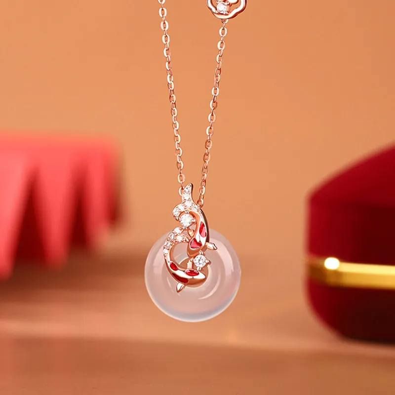 Long Fu Chalcedony Necklaces Women's-2