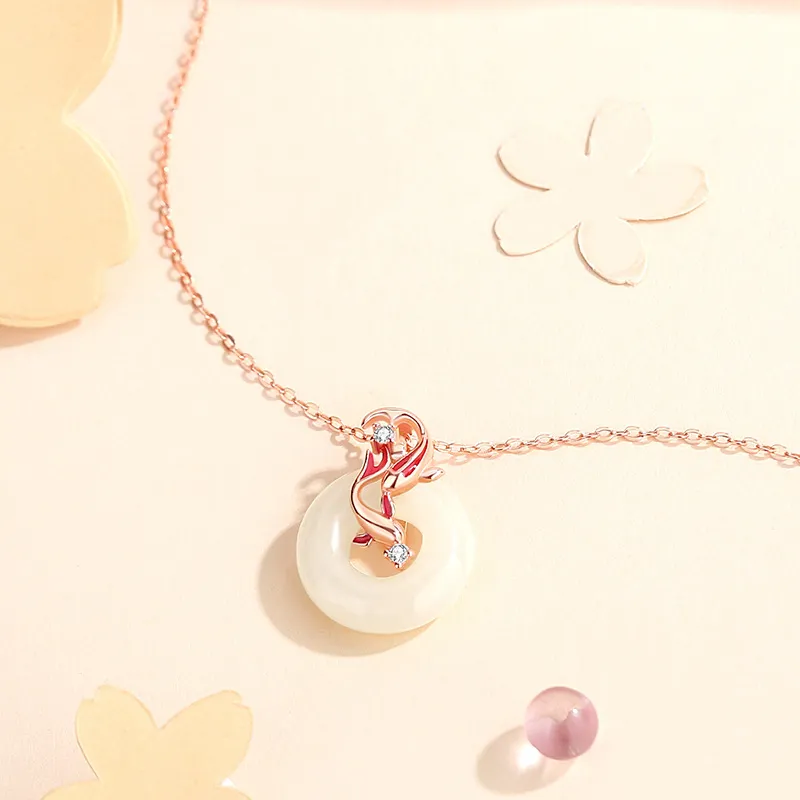 Long Fu Necklaces White Jade/Pale Greenish White Jade Women's-3